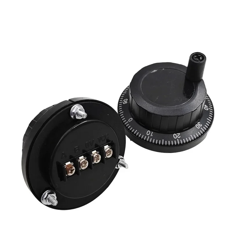 CNC Manual Pulse Generator Handwheel 5V 4Pin 100 Pulse 60mm Black Rotary Encoder NPN for CNC Machine & PLC