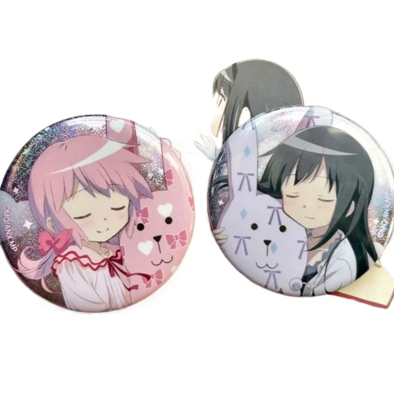 Cute Anime Figure Kaname Madoka Akemi Homura Brooch Badge Brooch for Backpack Clothes Chest Ornament Gifts Pin Cosplay Badge