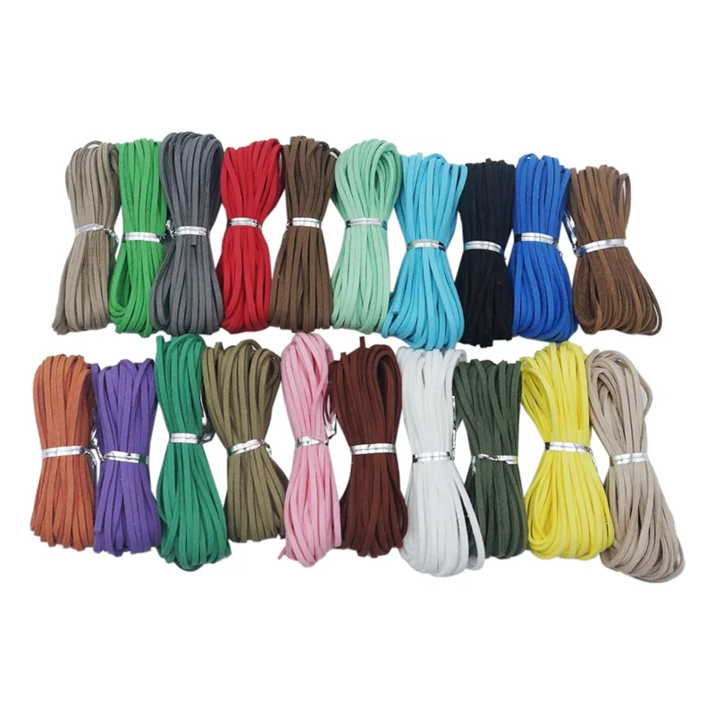 

P-Portable-20 Связок 3 мм Замшевый шнур Замшевый кружевной шнур из искусственной кожи Плоский шнур из искусственной замши Катушки для браслета Ожерелья Бисероплетение Ремесло