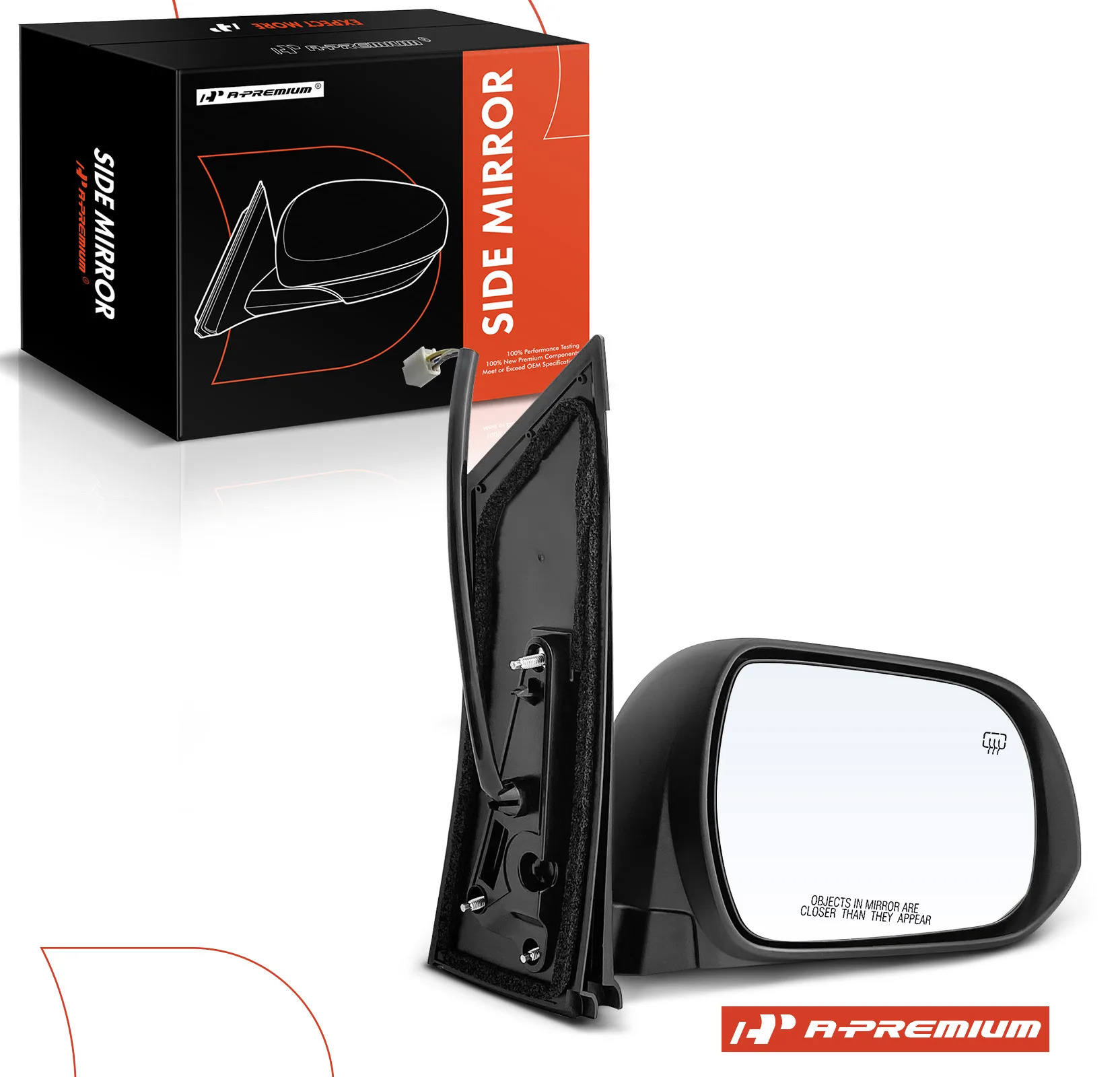 A-Premium Passenger Side Power Door Mirror for Toyota Sienna 2013-2017 Manual Folding Heated Smooth Black