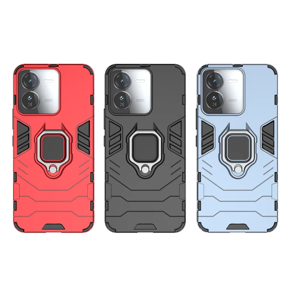 For Vivo iQOO Z9 5G Full Shockproof Armor Case For Vivo iQOO Z9 5G iQOOZ9 Magnetic Ring Back Cover Protective Phone Coque