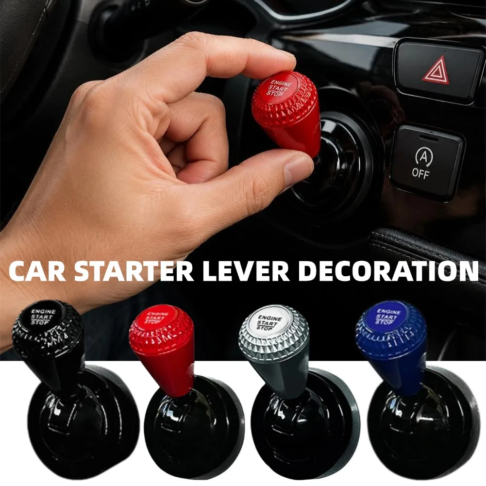Aircraft Style Car One-Key Start Decoration Button Rocker Cover,Alloy Diamond Textured Engine Start Lever for All Vehicles Decor