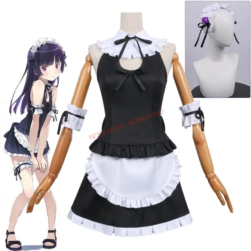 Disfraz de Cosplay de Comic-con Gokou Ruri, mi hermana pequeña no puede ser este lindo gato negro, uniforme de sirvienta Kuroneko, traje de sirvienta de Anime