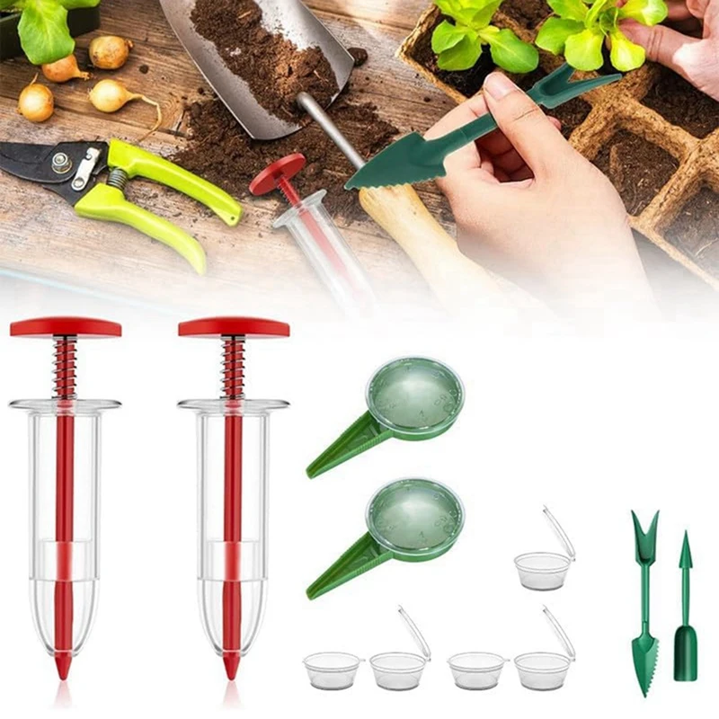 Mini Seed Spreader, Manual Seedlings Dibber And Widger Set, Handheld Garden Seed Sower Planter For Tiny Seeds