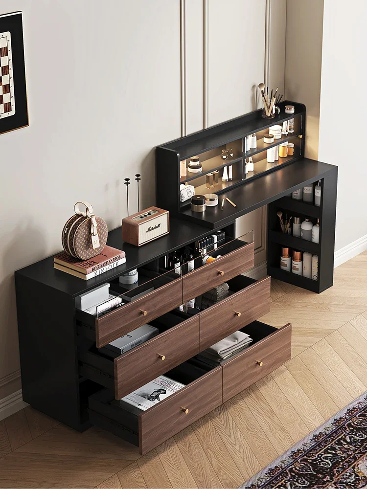 Middle ancient style bedroom dressing table integrated corner bed tail solid wood drawer corridor hanging clothes rack