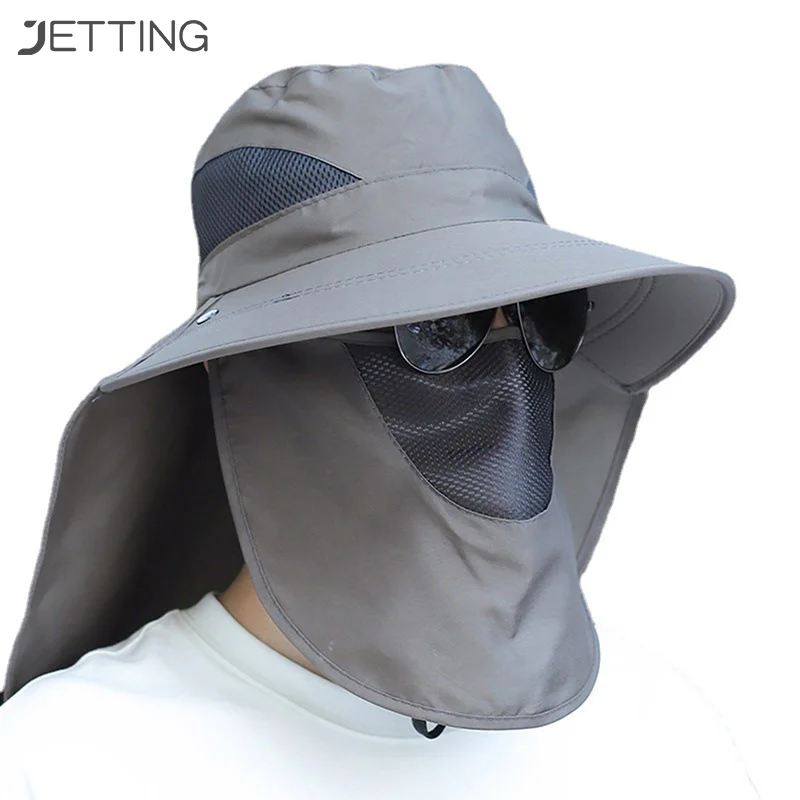 Summer Sun Hats UV Protection Outdoor Hunting Fishing Cap for Men Hiking Camping Visor Bucket Hat Removable Fisherman Hat