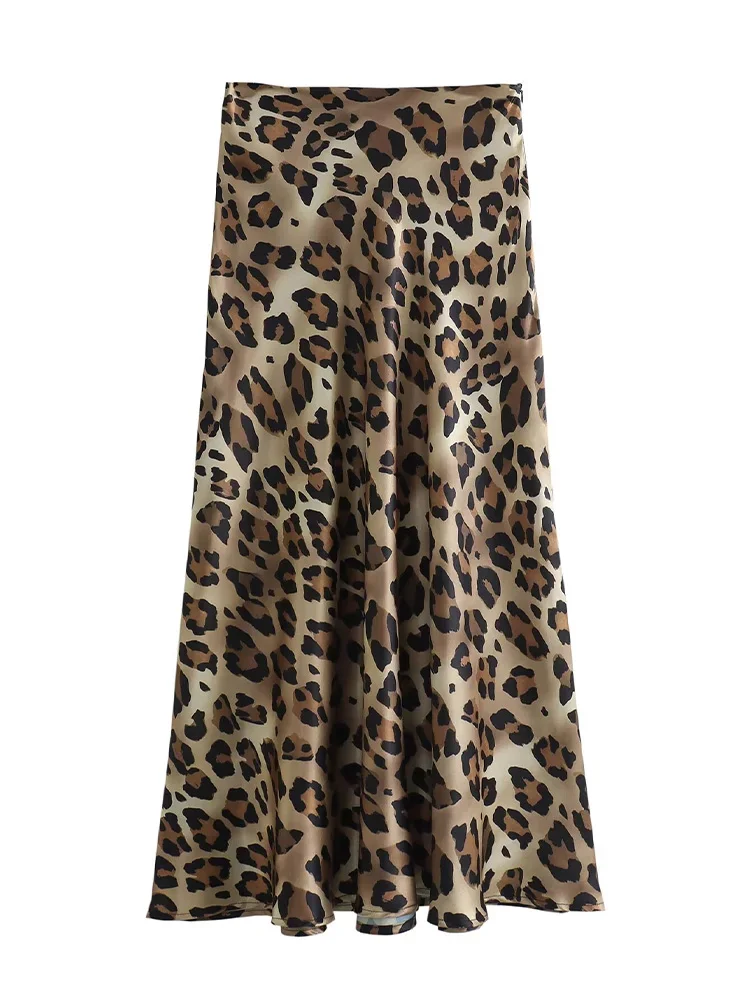 Willshela moda damska lampart plisowana spódnica midi z bocznym zamkiem błyskawicznym Vintage wysokiej talii kobiece eleganckie spódnice damskie
