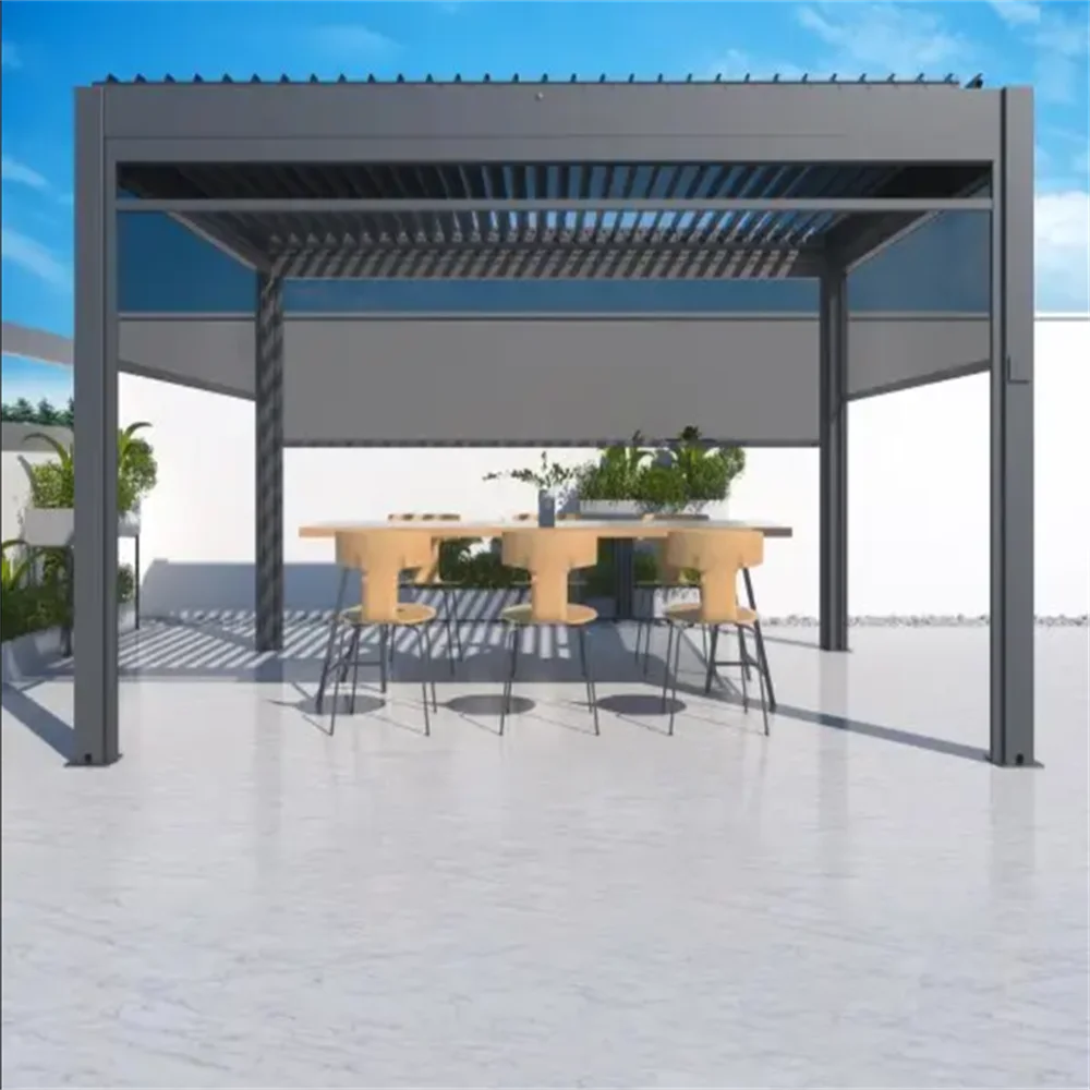 Factory price Modern Outdoor Bioclimatic Garden Aluminium Louvered motorized manual pergolas customized size alloy waterproof