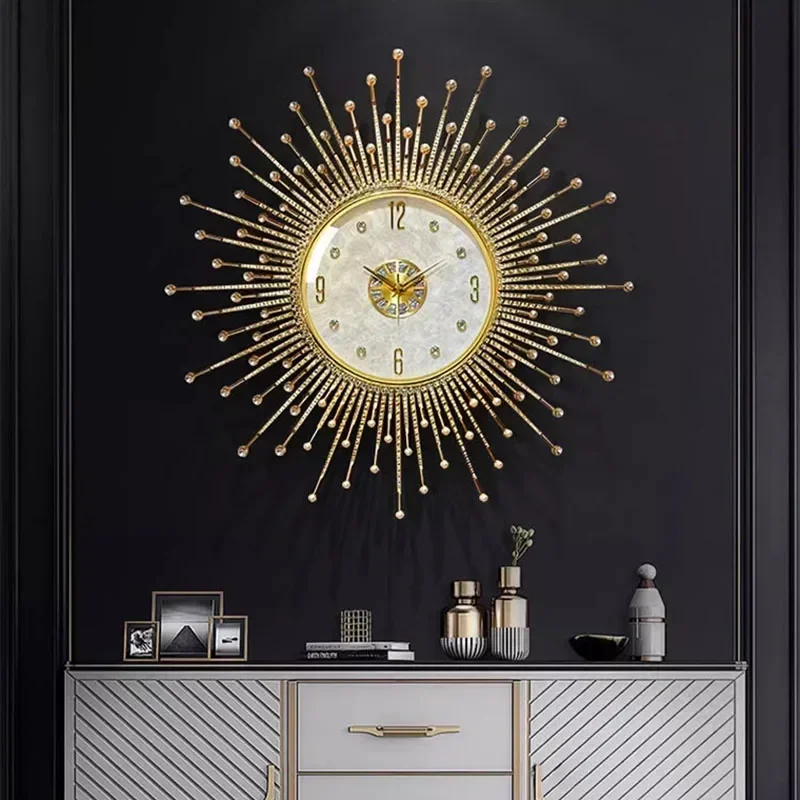 Restaurante silencioso relógio de parede led luxo metal arte da parede do banheiro cozinha relógio coreano reloj de pared ornamentos decoração casa