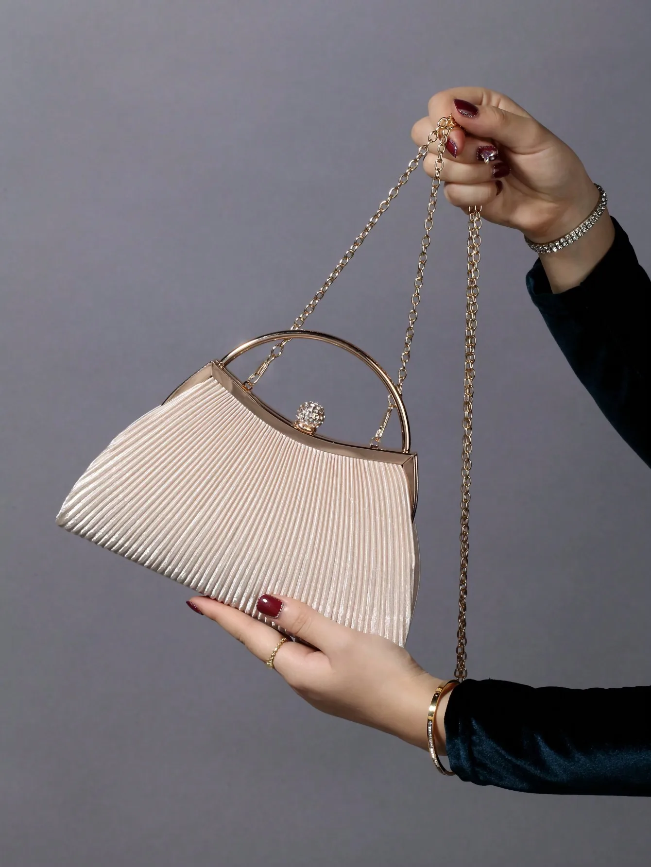 Embreagem metálica com strass brilhante: bolsa de noite elegante e brilhante, para festa/casamento/baile de formatura, combina com vestidos de férias/lantejoulas