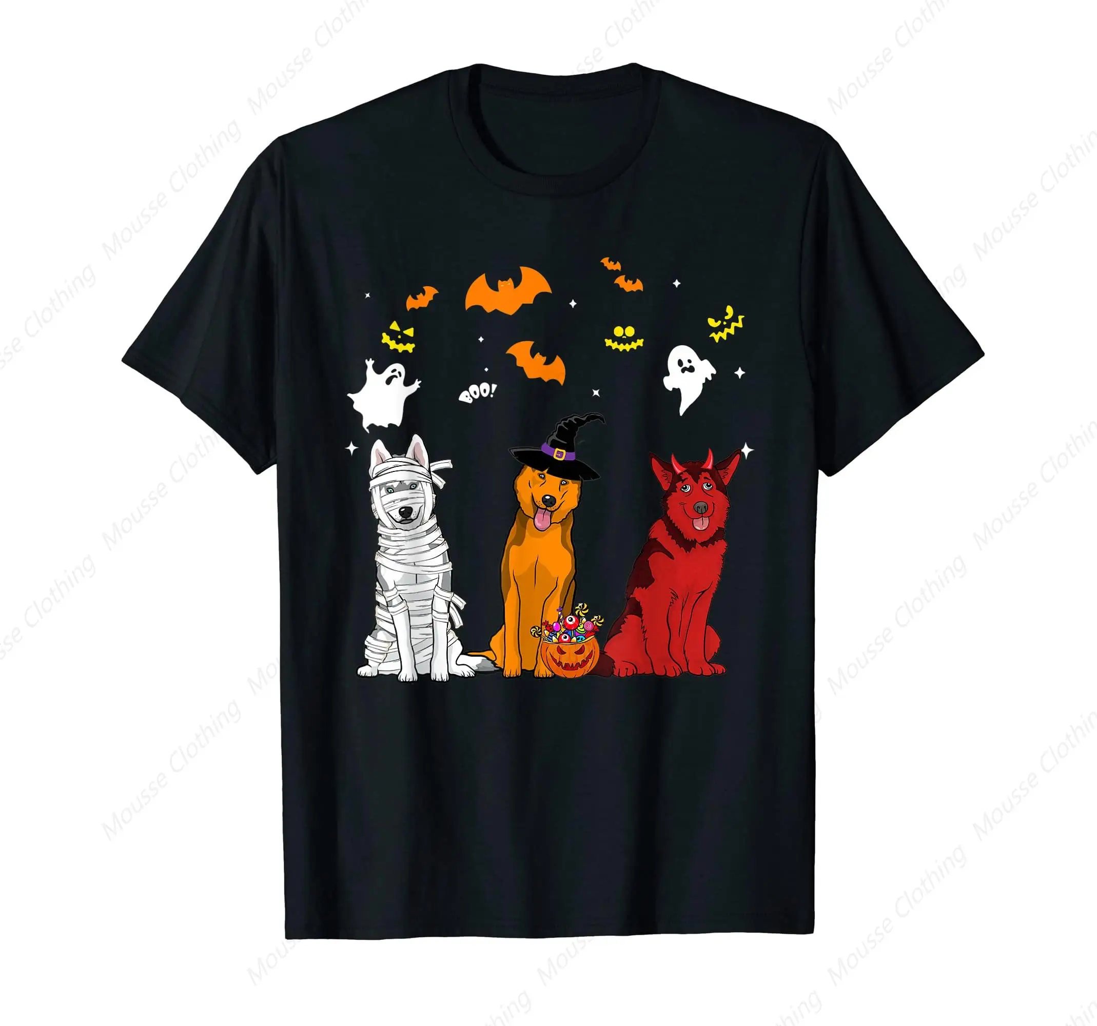 

Halloween husky Dogs Lovers Mummy Witch Demon Costumes T-Shirt Retro Halloween Costume Men Women T-Shirt