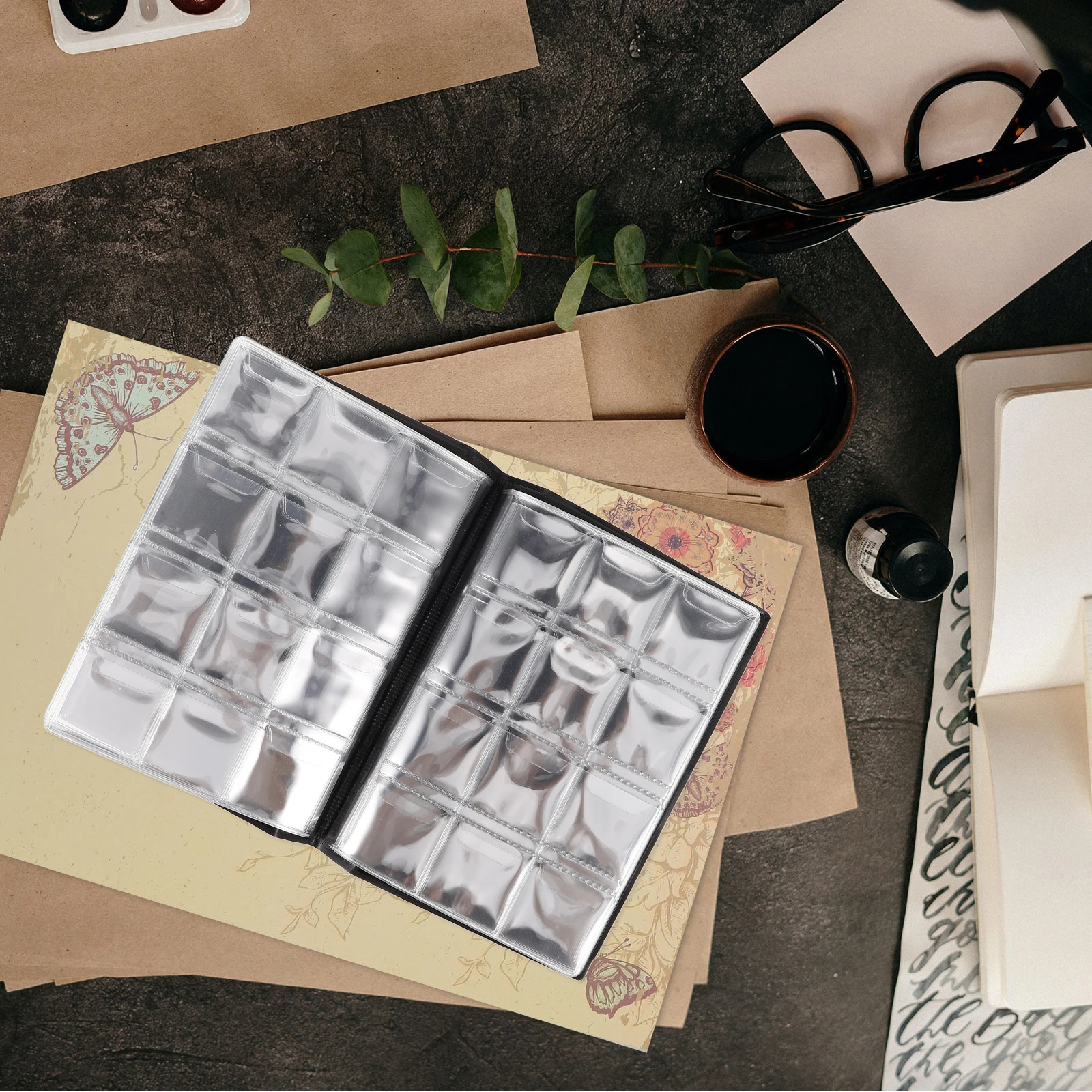 120 Pockets Collection Book 10 Pages Red PU 15x11cm Coin Album Coin Collection Book For Coins Caps Tokens Storage Display