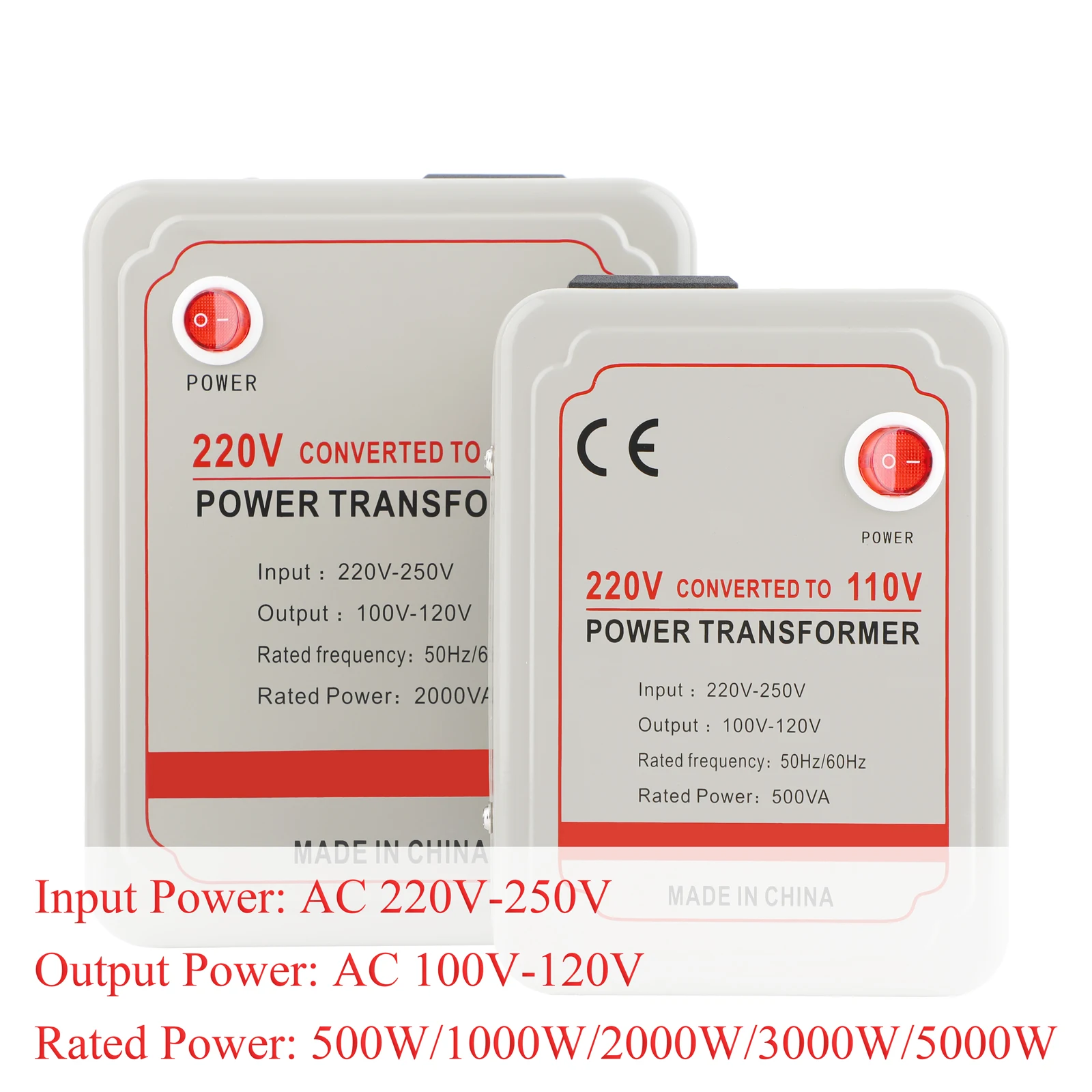 AC 220V to 110V Step Down Converter 1000W-5000W Voltage Transformer for 100-120V USA Appliances