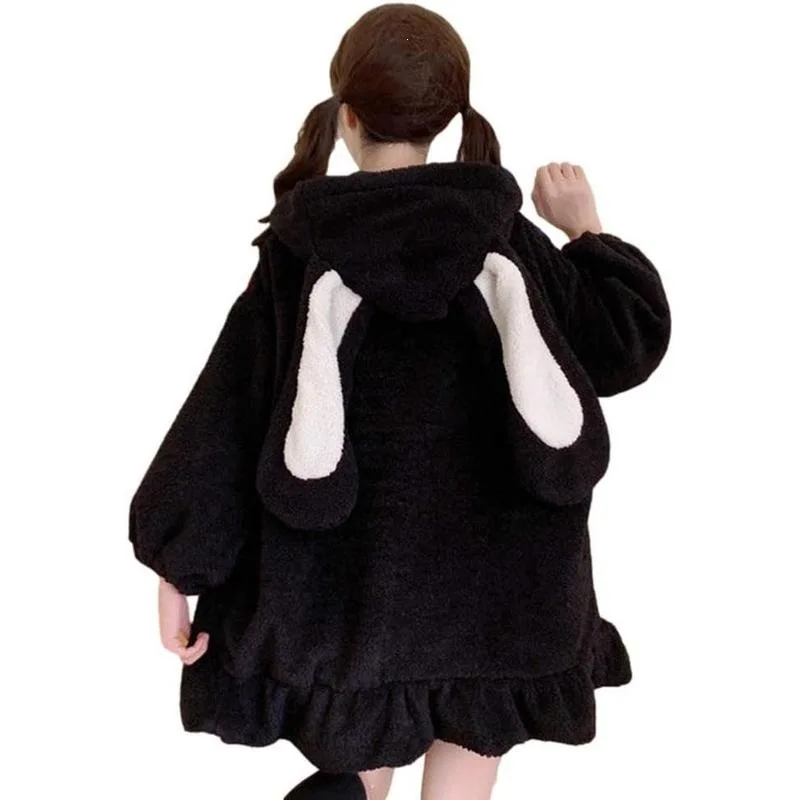 

Fluffy Bunny Ears Hoodie Women's Cotton Sweatshirt Couple Matching Spring 2026 Cross-Border Rabbit Ear Design