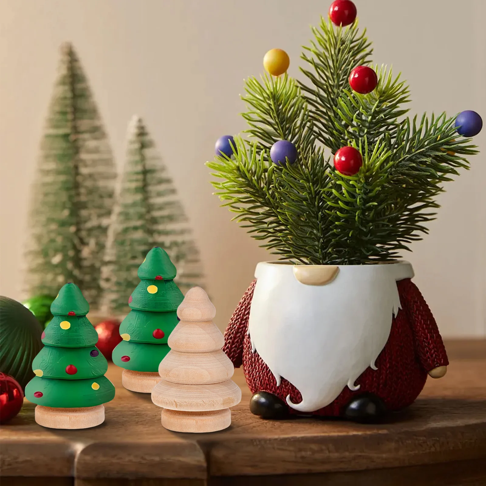 

20 pcs Christmas Tree Wooden Unfinished Diy Peg Craft Kids Painting Project Natural Wood Ornament Decor Handmade Sewing