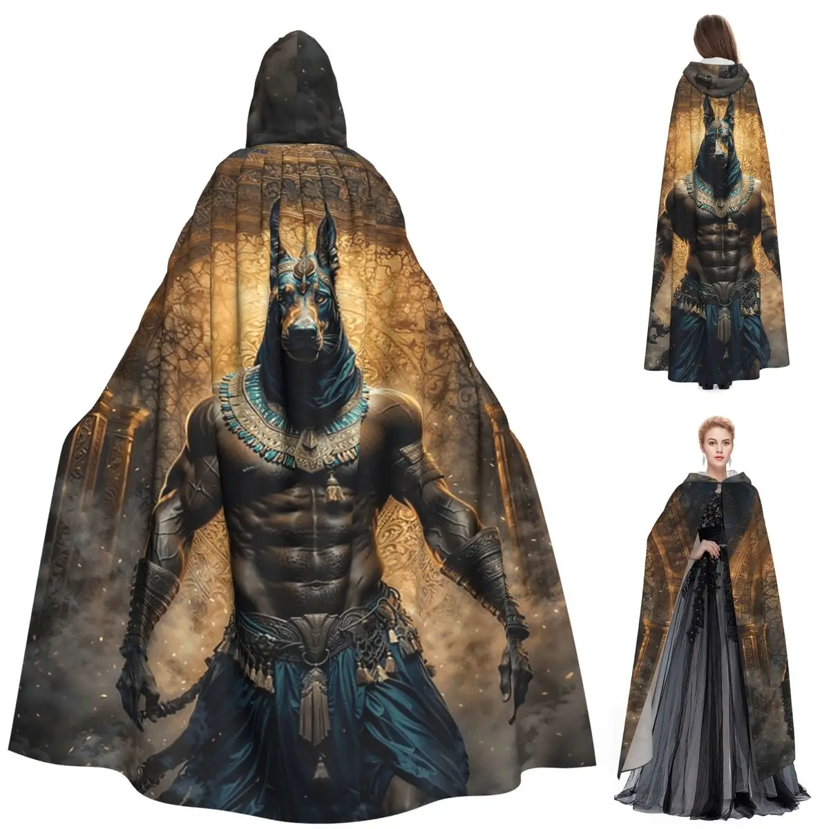 

Египетский Бог Анубис Искусство Длинный Плащ С Капюшоном Ведьма Средневековый Костюм Косплей Накидка ХэллоуинВечеринка Взрослый Унисекс