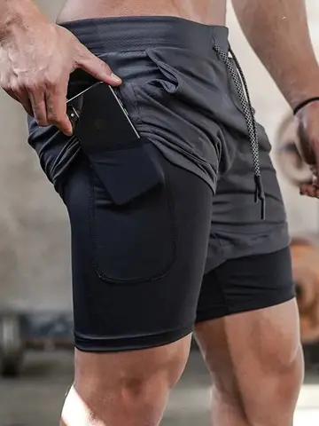 Camo Running Shorts Men Gym Sports Shorts 2 In 1 Quick Dry Workout Training Gym Fitness Jogging Short Pants Summer Men Shorts