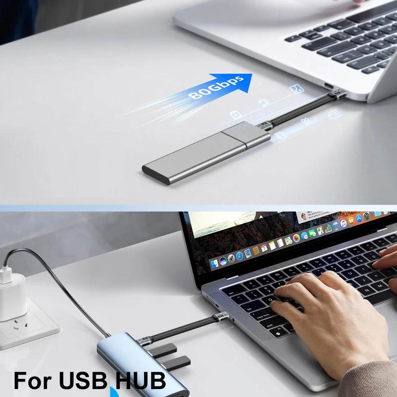 80Gbps Data PD 5A 240W Fast Charger USB 5.0 TYPE-C Audio Video 16K@60Hz Cable For Thunderbolt 5/4/3 SSD MacBook Hard Disk GAME P view 4