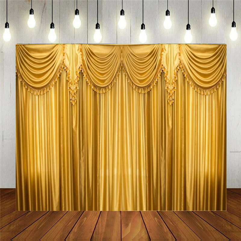 Luxury Curtain Pattern Vinyl Photography Backdrop Wedding Ceremony Marriage Stage Room Interior Background Romantic Engagement