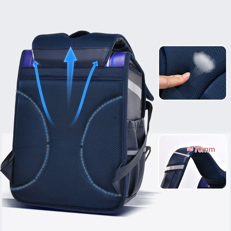 High quality Orthopedic School Bags for Children PU leather Backpacks Boy Girl Kid metal Hasp Japan Randoseru student book Bag