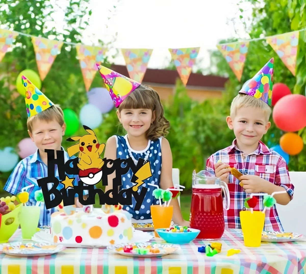 Décoration de gâteau en acrylique joyeux anniversaire Pokemon, décoration de fête, décor de gâteau Pikachu, sensation de cuisson de douche de bébé, fournitures de bricolage, faveurs pour enfants