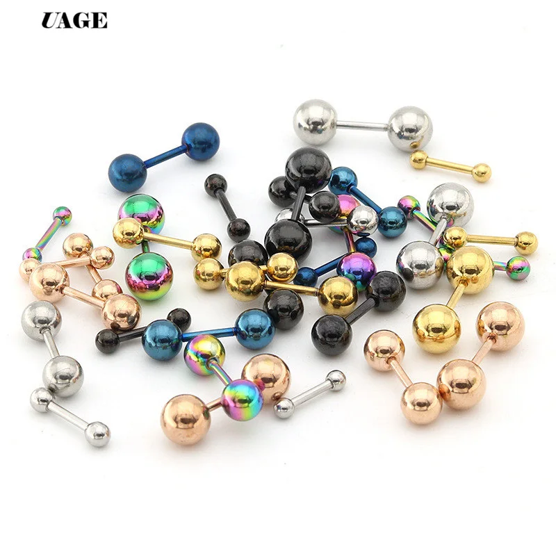 UAGE 1 Uds Tragus Helix Bar 4mm bola barra de acero inoxidable Daith Oreja anillo Stud Earing cartílago Piercing en la oreja joyería del cuerpo