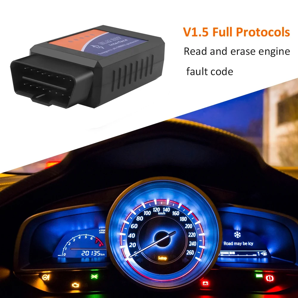 ELM327 V1.5/2.1 Obd2 الماسح الضوئي TR6260S1 بلوتوث ELM 327 Obd أداة تشخيص السيارة لنظام أندرويد /IOS PK Vgate Icar2 قارئ الرمز
