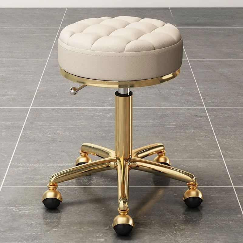 

Vintage Fashion Swivel Stool Barber Shop Bench Golden Hairdressing Chair Massage Clinic Office Home Seat Salon Furniture