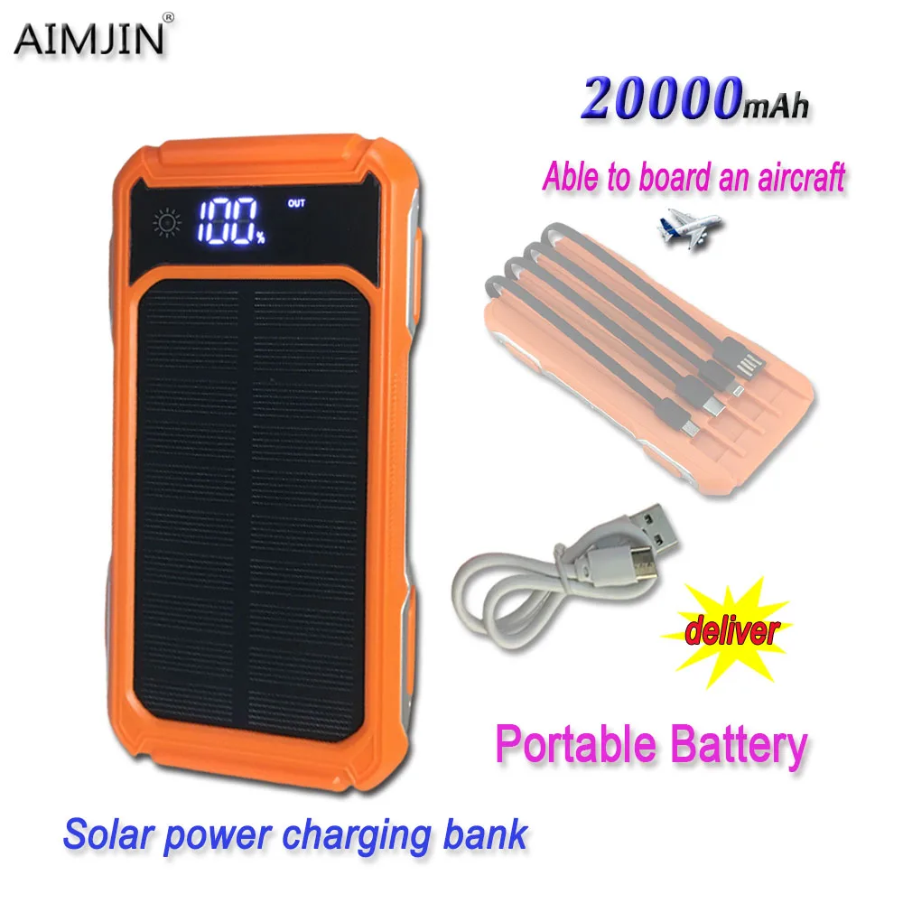 

Portable Solar Power Bank 20000mAh External Battery Charger LED Light For All Smartphones