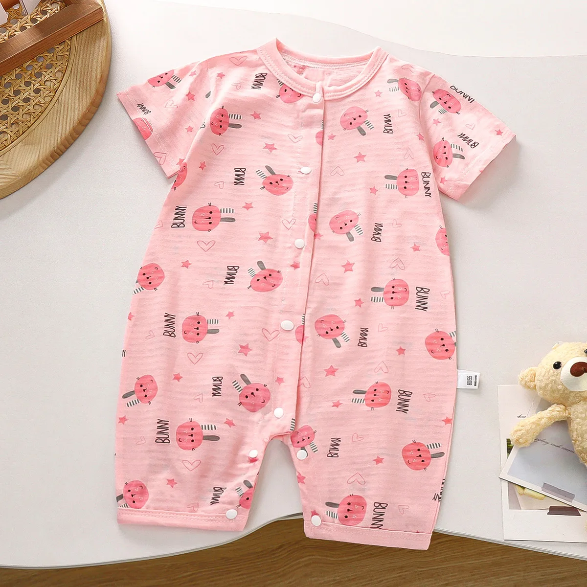 Summer Baby Onesie Pure Cotton New Style Romper Newborn Baby Short Sleeve Thin Open Crotch Crawling Clothes Children\'s Clothing