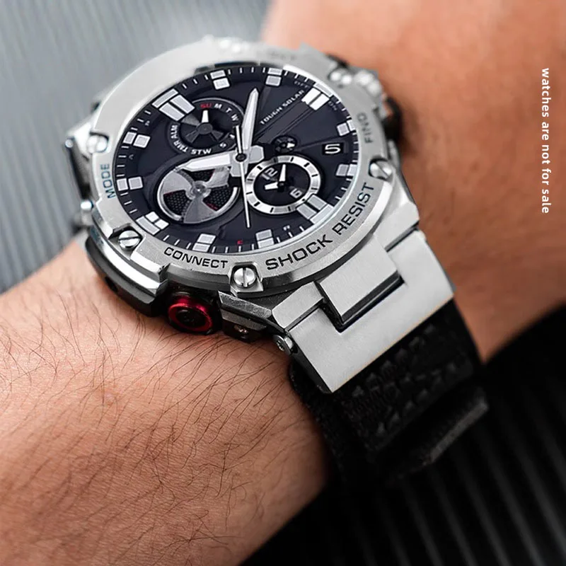 Voor G-SHOCK GST-B100 Metalen Adapter GST-W300/s110/GST-210/S130 Refit Nylon Band Roestvrij Stalen Gezamenlijke horlogeband accessoires 22mm