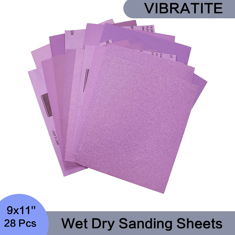 9x11'' Wet Dry Sanding Sheets 28 Pcs Fine Assorted Grit Sandpaper Assorted 600/800/1000/1200/1500/2000/2500 Grit for Polishing