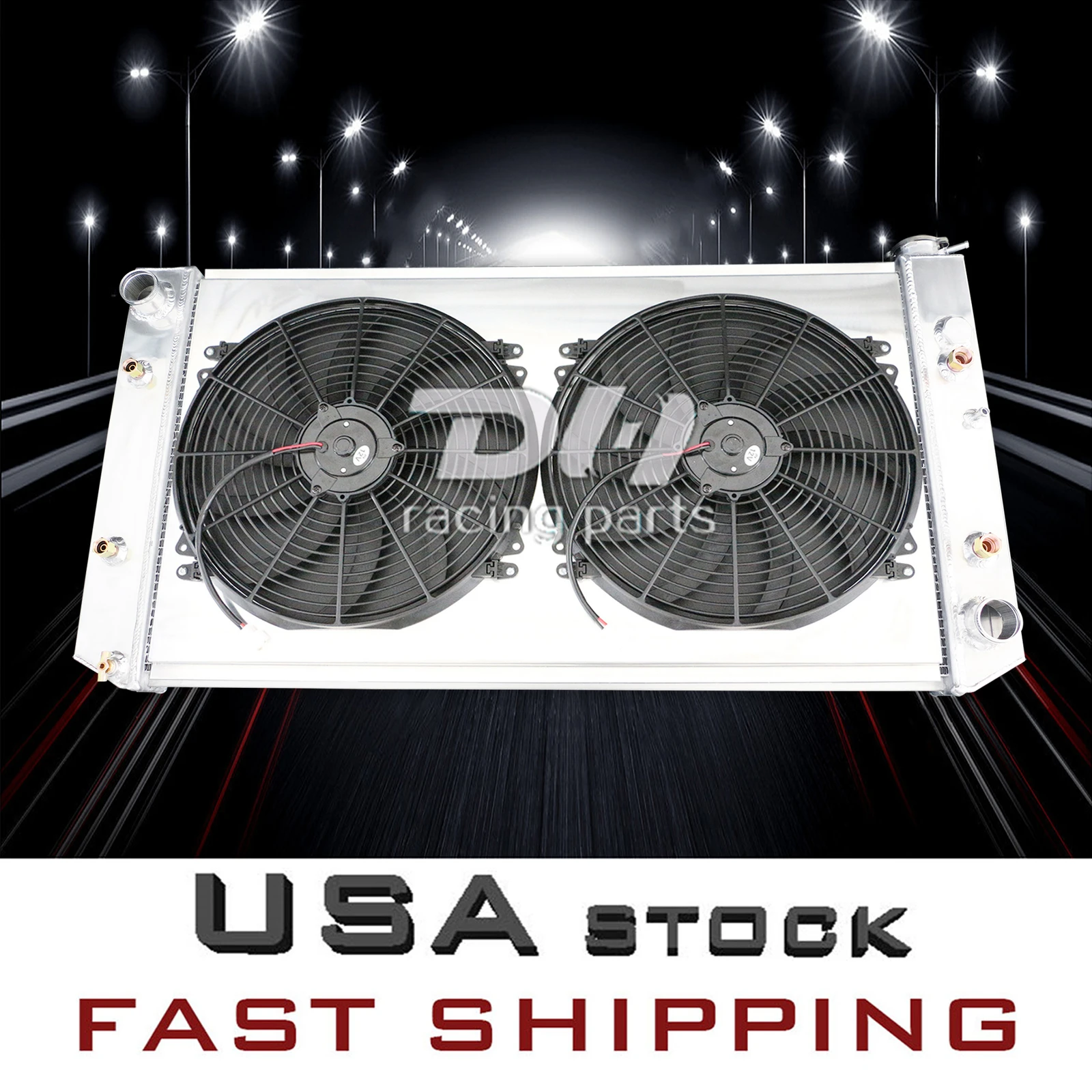 1982-1993 Chevy&GMC C/K/P/R 10 20 30 1500 2500 3500용 3열 라디에이터+슈라우드+팬
