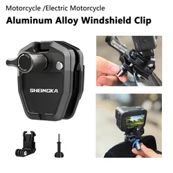 Motorcycle Windshield Mounting Clamp Aluminum Mount For GoPro Hero 12 11 10 9 Insta360 X3 DJI Action 3 Action Camera Accessories