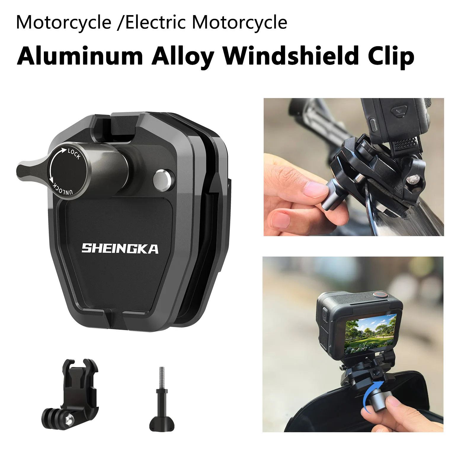 Aluminiowy zacisk montażowy szyby przedniej do GoPro Hero 12 11 10 9 Insta360 X3 DJI Action 3 Akcesoria do kamer akcji