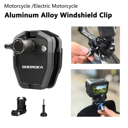 Abrazadera de montaje para parabrisas de motocicleta, montaje de aluminio para GoPro Hero 12 11 10 9 Insta360 X3 DJI Action 3, accesorios para Cámara de Acción