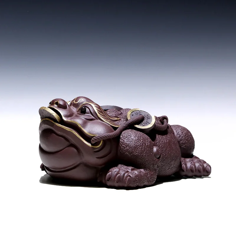 【Tao Yuan】Yixing Raw Ore Purple Sand Tea Ornaments Decoration Creative Tea Ceremony Tea Set Purple Fortune Tracing Golden Toad