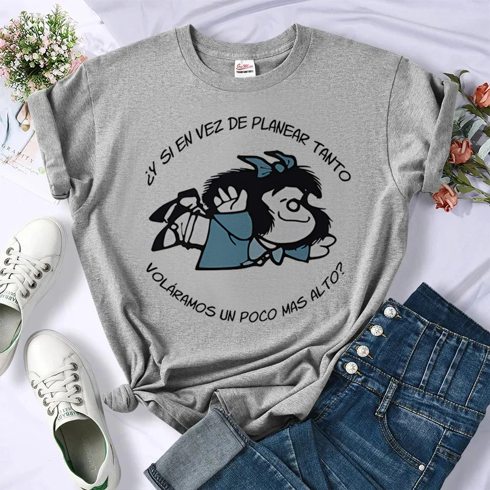 Mafalda-camisetas para niña de los años 80, camiseta de hip hop de cultura Pop de estética Digital, gráfico universitario cómodo de anime, estética kawaii
