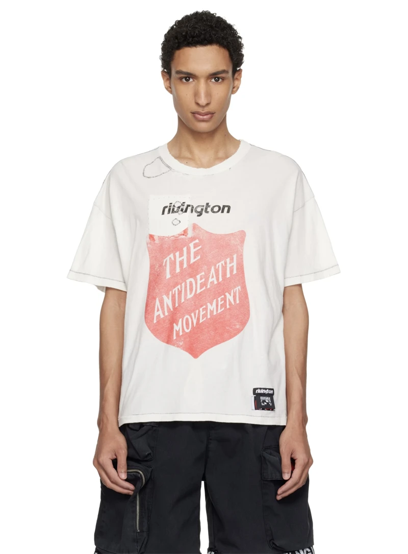 

Summer RRR123 Street Simple Print Trendy Casual Loose Washed Vintage Short sleeved Cotton Versatile Oversize Comfortable T-shirt