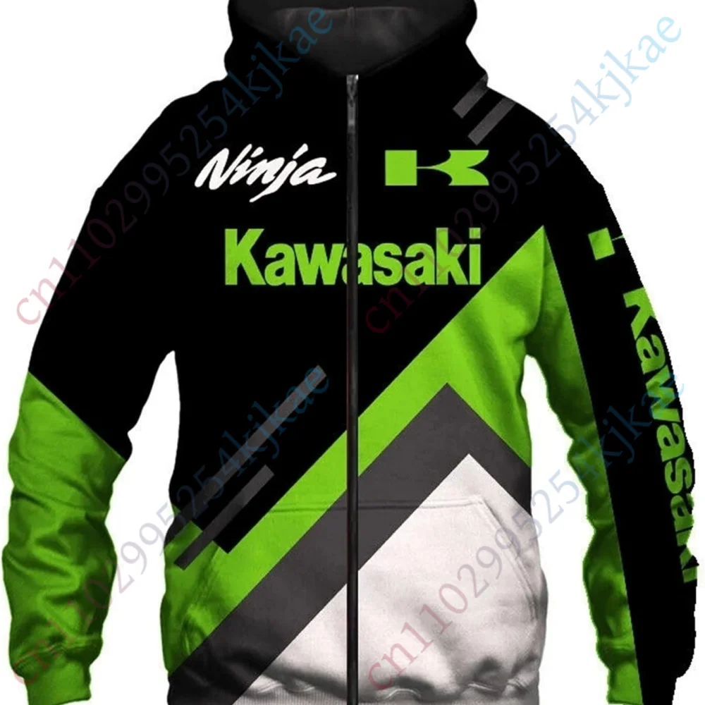 New Kawasaki Hoodies For Men Clothing Casual Hooded sweatshirt Anime Streetwear Oversize Unisex Harajuku Pullover Motorcycle Top