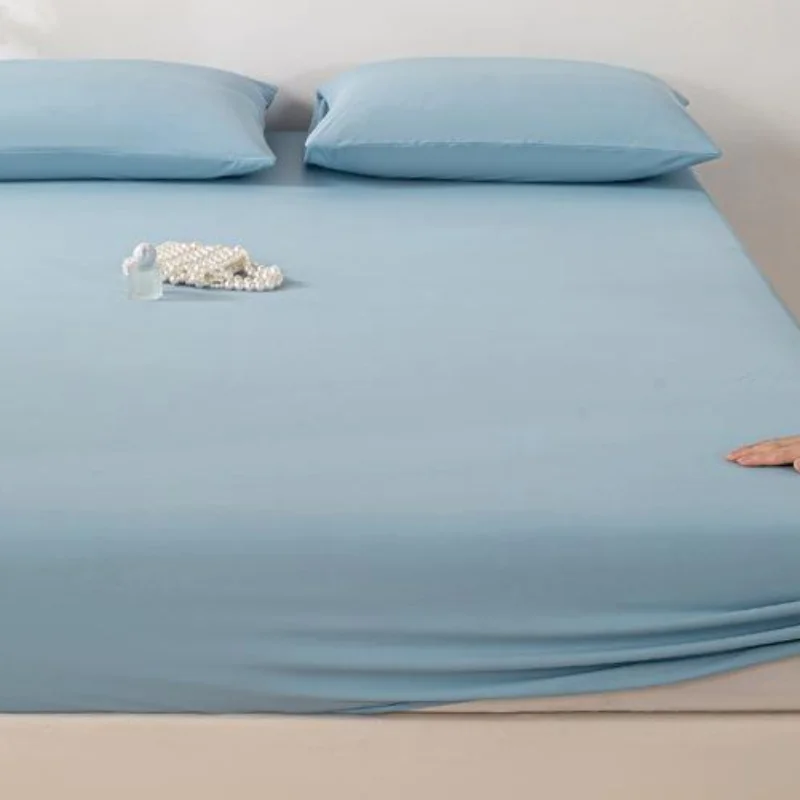 Light Grey Brushed Twill Fitted Mattress Cover Soft Breathable Fabric For Bedroom Guest Room Daily Bedding Use