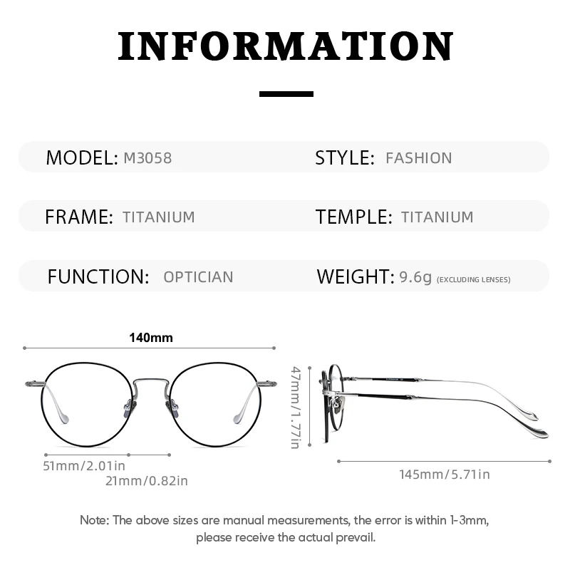 2025 جديد النظارات التيتانيوم النقي نظارات M3058 الرجعية إطارات النظارات الرجال النساء النظارات القراءة العلامة التجارية نظارات بمادة الخلات الإطار
