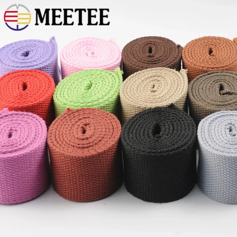 50Yards Meetee 20-38mm Canvas Webbing Tapes 2mm Thicken Webbings for Bag Backpack Strap Ribbon Garment Belt Sewing Accessory