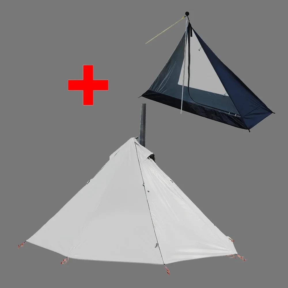 Camping Hot Tent with Chimney Window Outdoor Ultralight Tipi Teepee Tent Pyramid Double Layer Bushcraft 1 Person Tents Hot Tent image 3