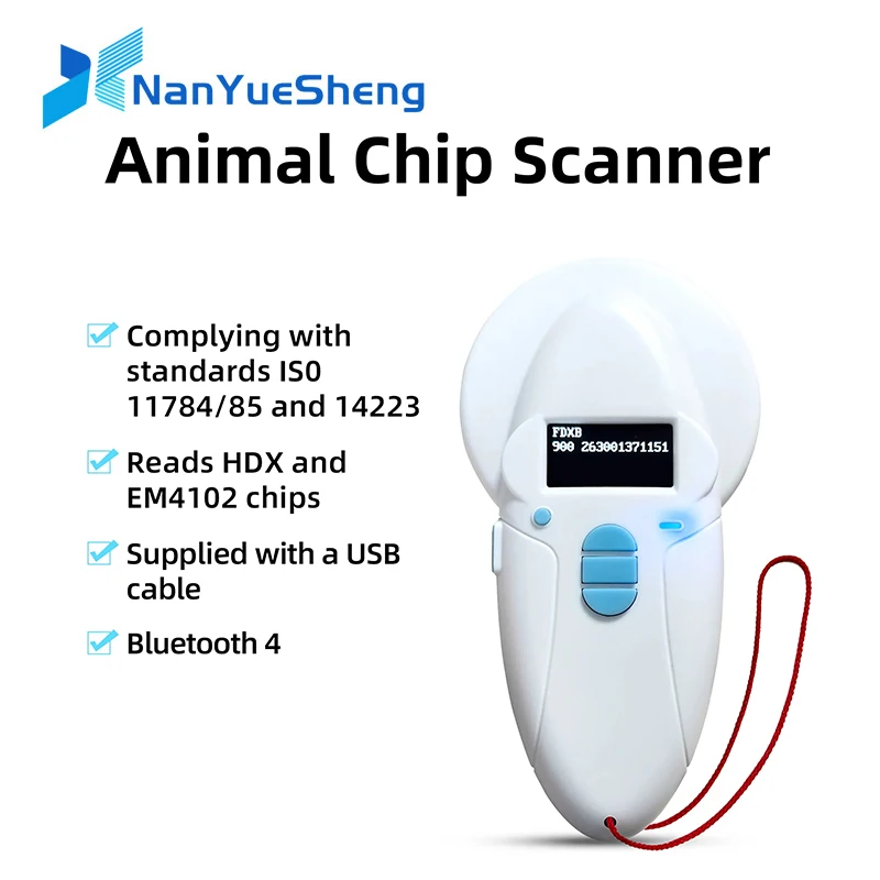 Rfid Fdx-b/a/HDX animal tag Microchip reader ISO chip Portable OLED pet dog cat scanner  for rfid glass tag/rabbit ear tag