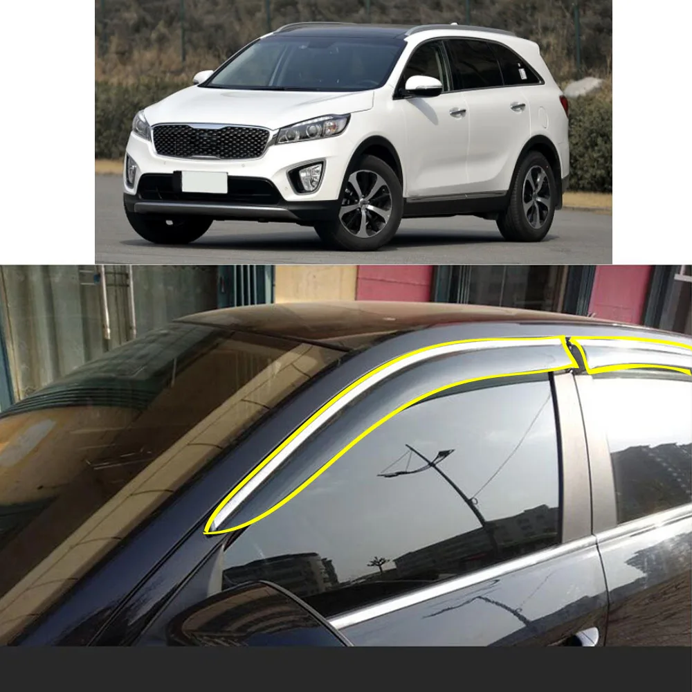 

Car Sticker Plastic Window Glass Wind Visor Rain/Sun Guard Vent For KIA Sorento L 2015 2016 2017 2018 2019-2020 2021