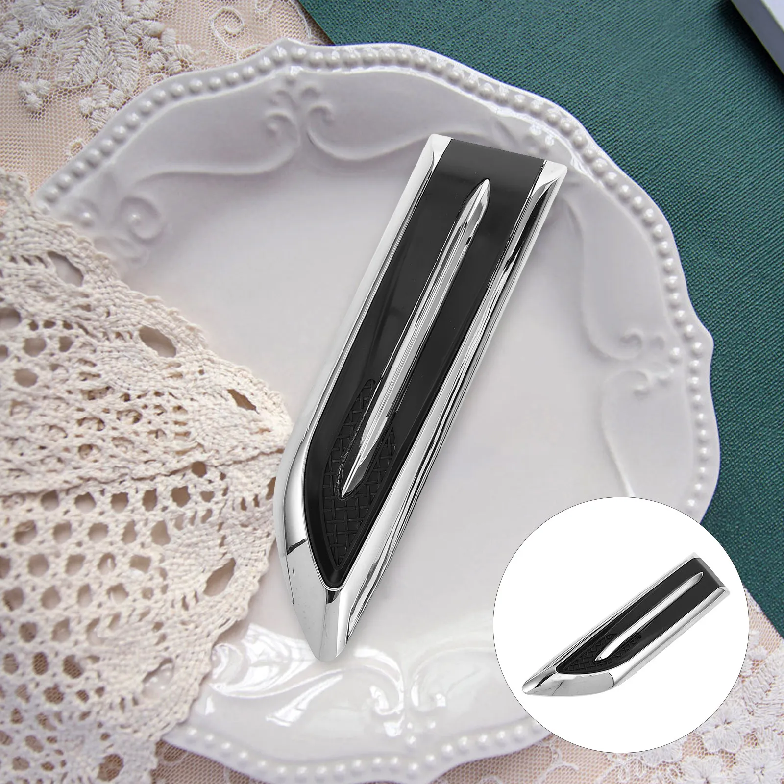 

2Pcs Car Fake Side Vent Stickers Chrome Decorative Car Hood Vent Covers Vehicle Air Intake Trim Universal Exterior