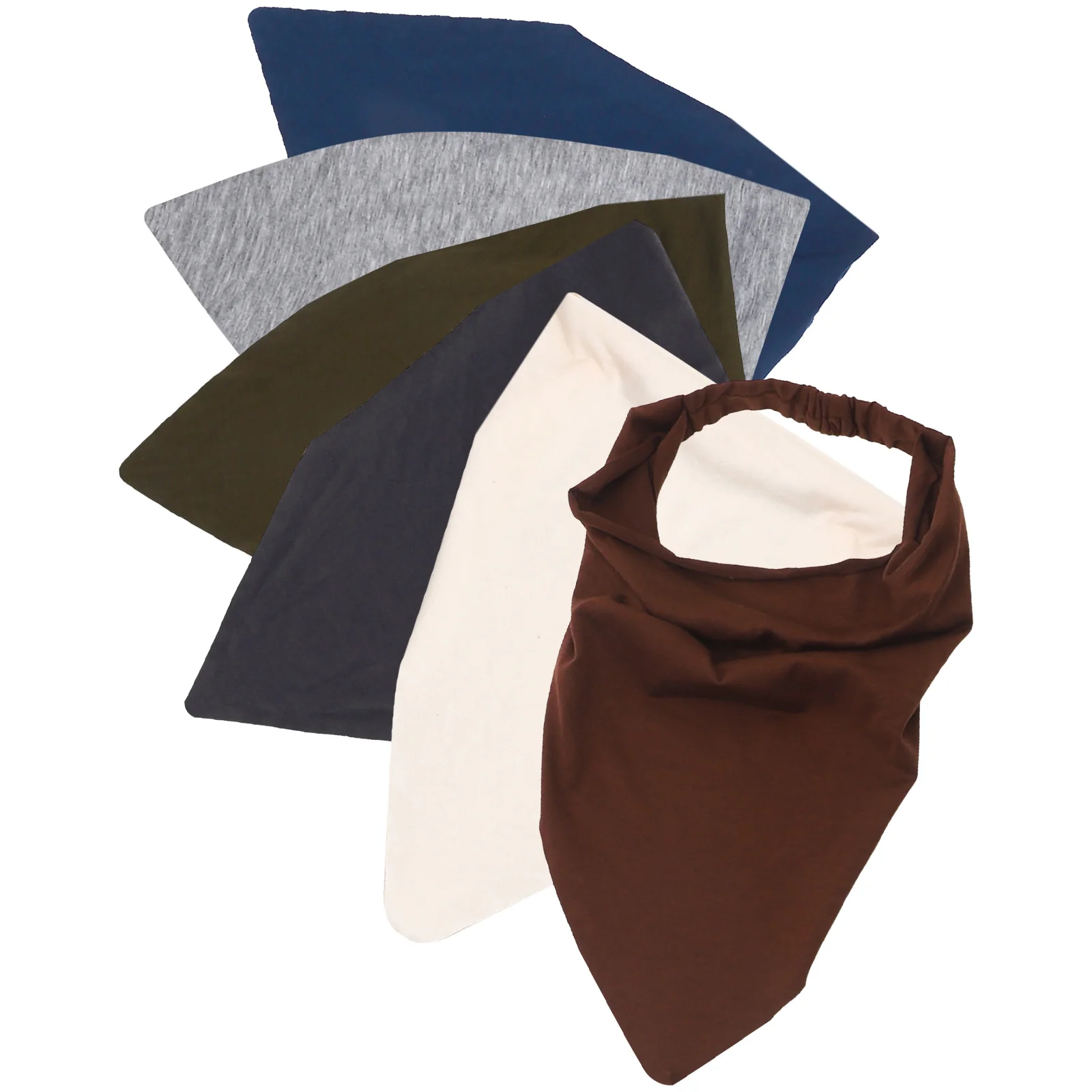 

6pcs Elastic Boho Triangle Headscarves for Women Pure Color Anti Slip Hair Bandanas Grey Beige Dark Grey Brown Blue Green