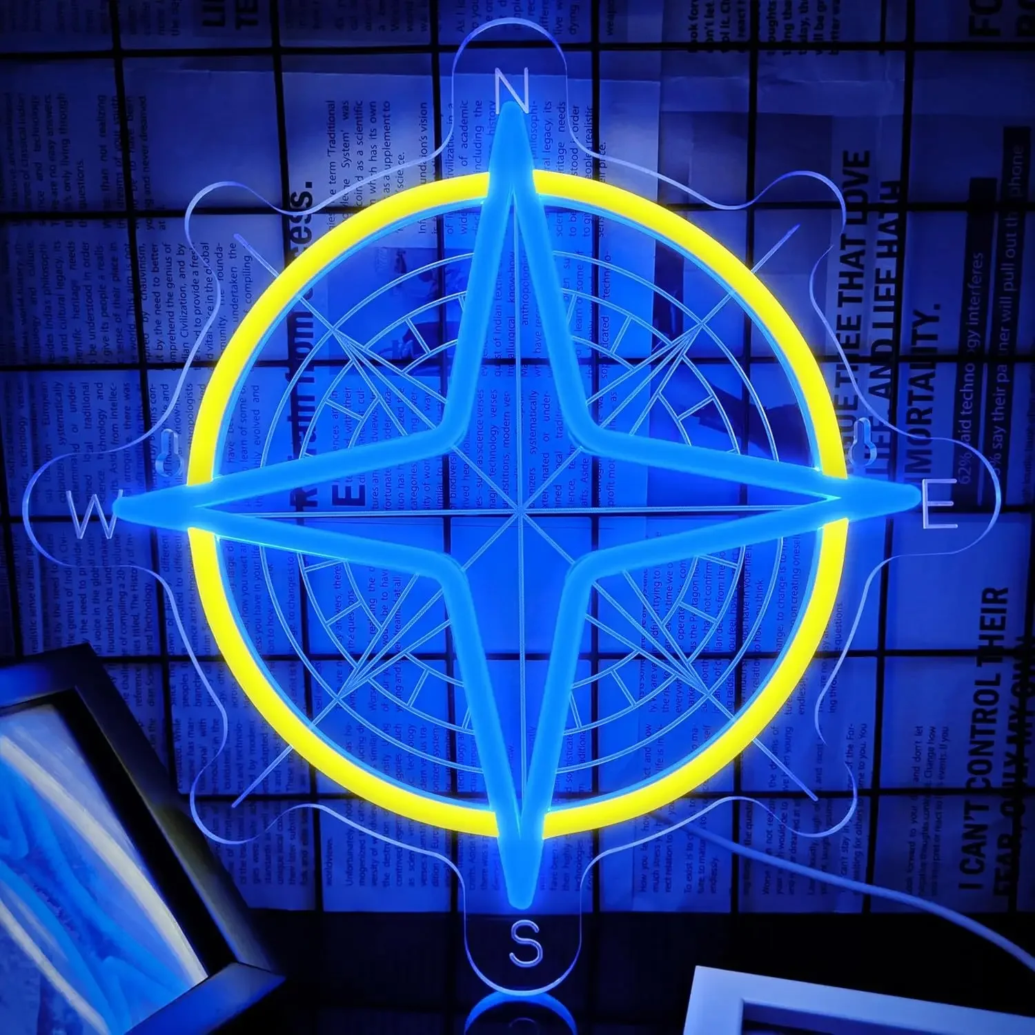 

LED Neon Sign Vintage Compass Neon Light USB Powered Wall Decor for Bedroom Game Room Home Bar Office Gift for Seafaring Lovers