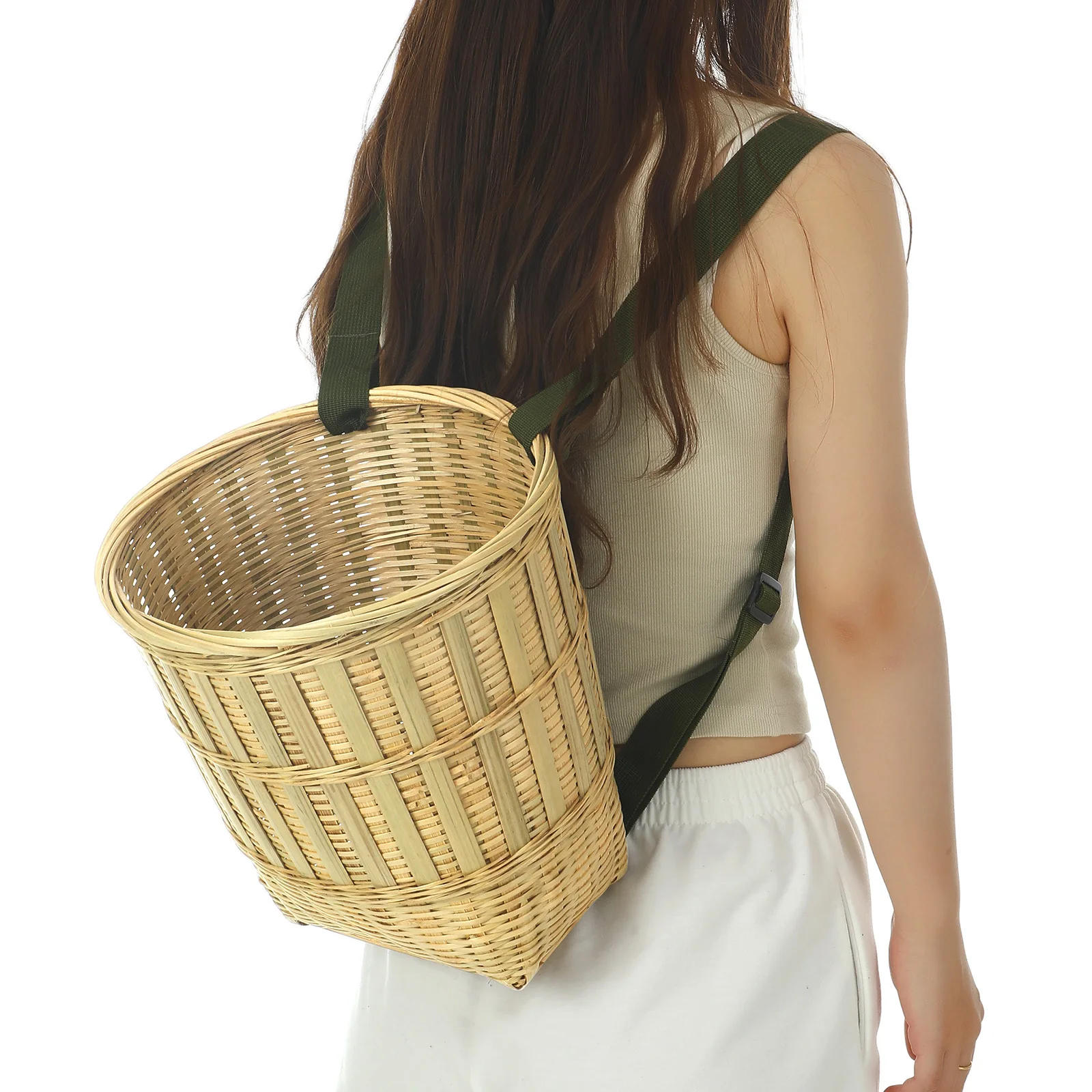 Handwoven Willow Rattan Backpack for Women Boho Natural Wicker Bag with Strap & Linen Lining Lightweight Beach Outdoor Picnic